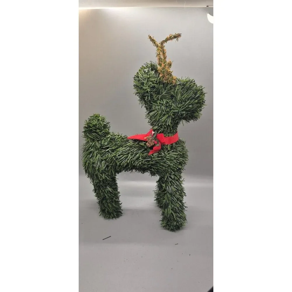 VINTAGE CHRISTMAS REINDEER FAUX EVERGREEN TOPIARY ARTIFICIAL TREE DEER 10